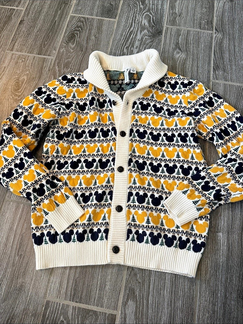 Janie and Jack X Disney Size 12 Boys Mickey Patterned Holiday Knit Cardigan EUC